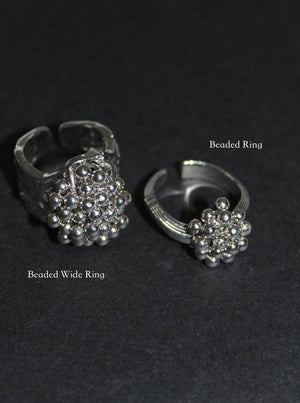 Beaded Wide Ring & Beaded Ring