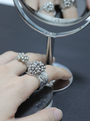 Beaded Wide Ring & Beaded Ring