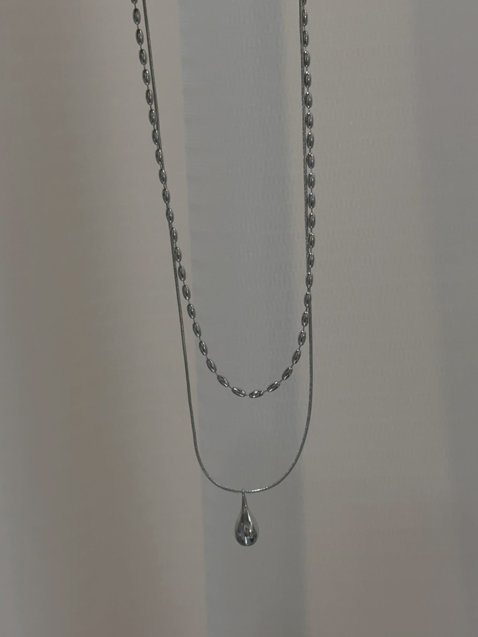 Double layer rain drop necklace