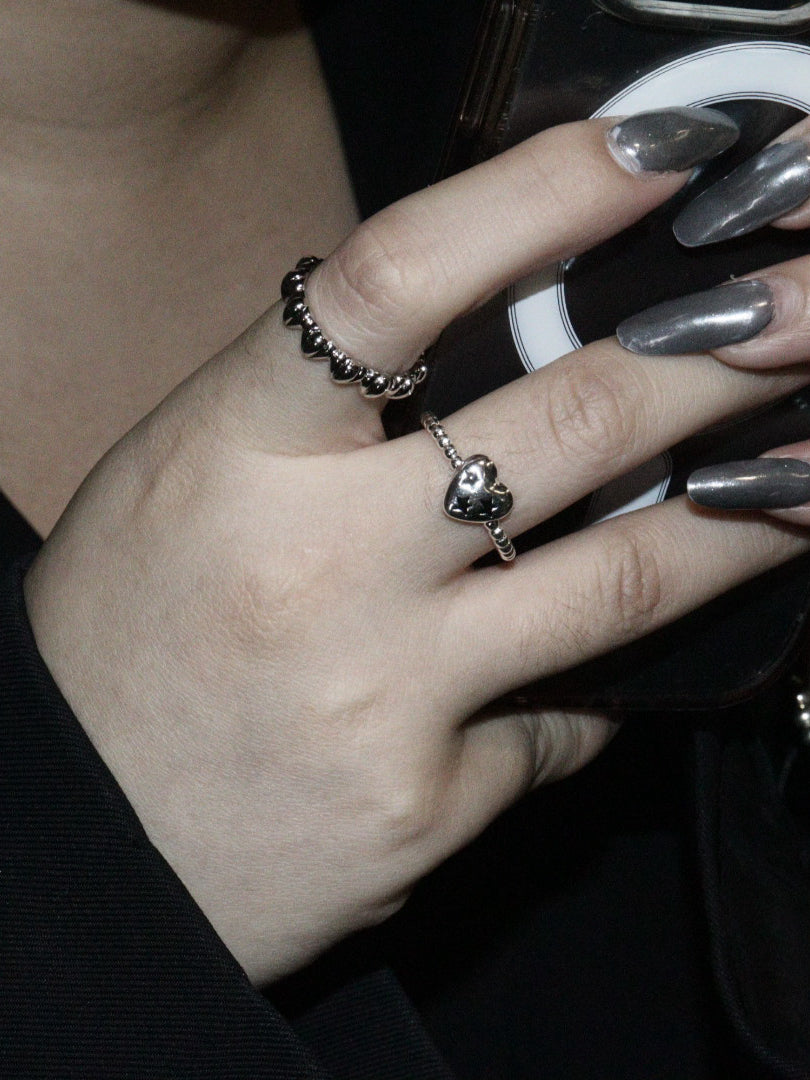 Matte Star Heart Ring