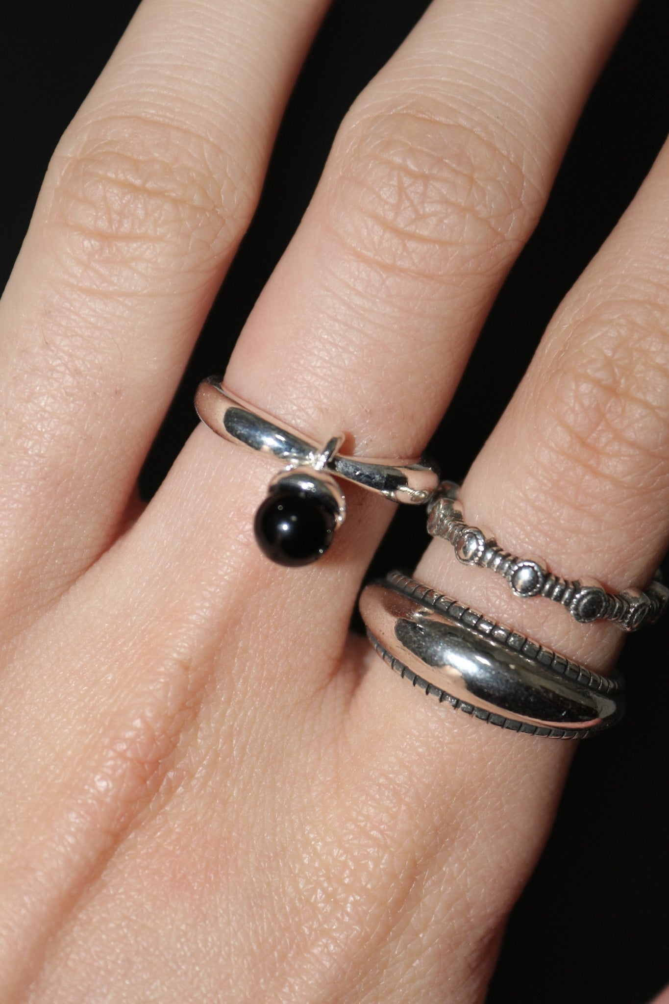 Black Beads Ring