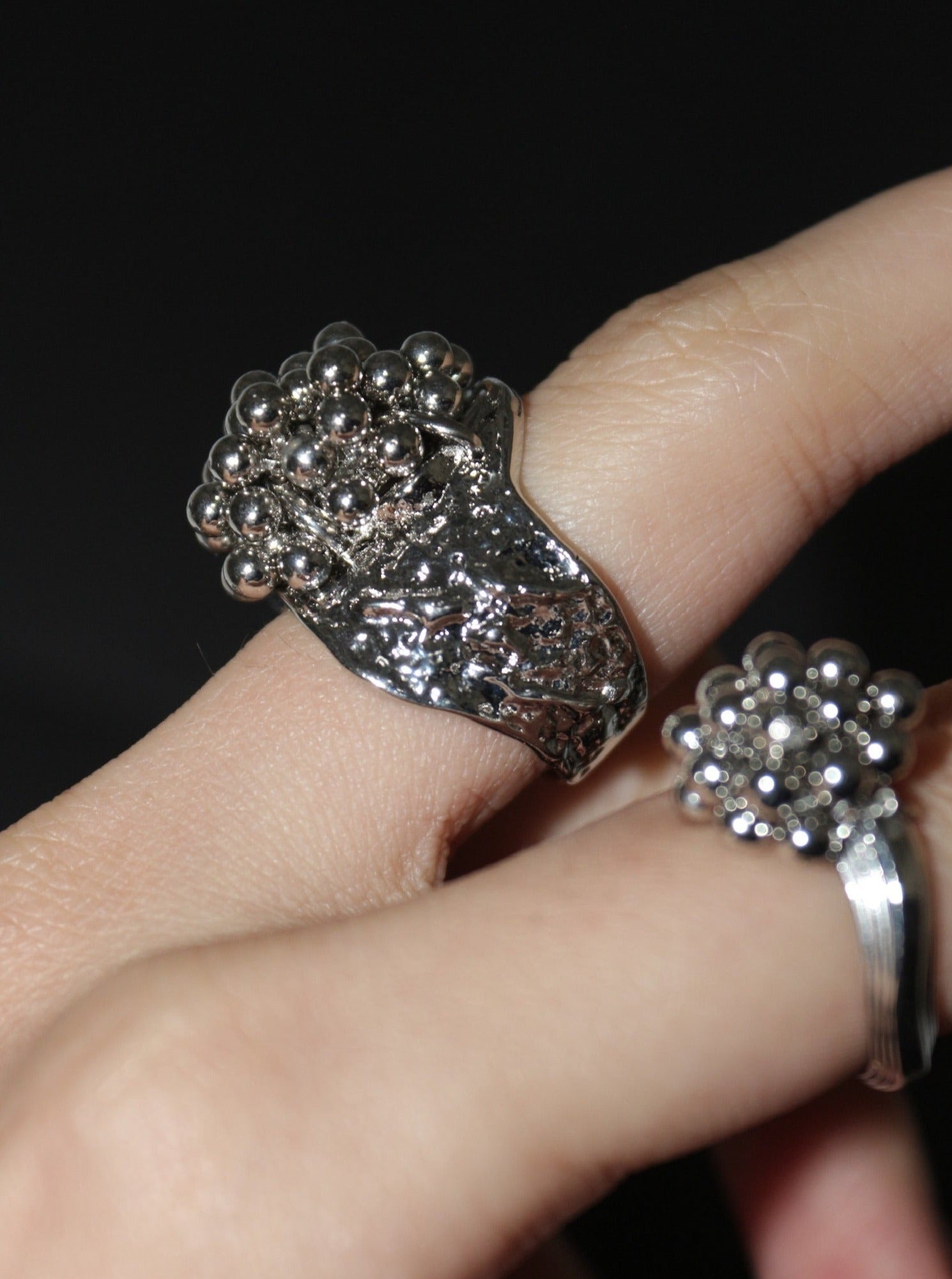 Beaded Wide Ring & Beaded Ring