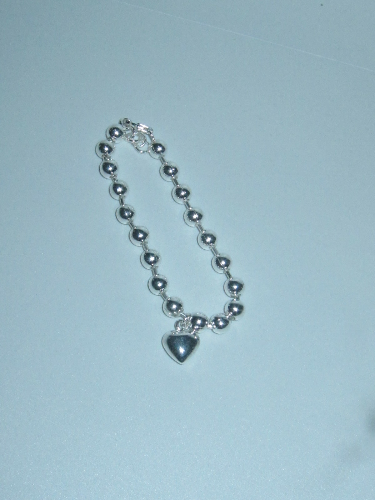 Ball Chain w Sliver heart Bracelet