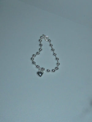 Ball Chain w Sliver heart Bracelet