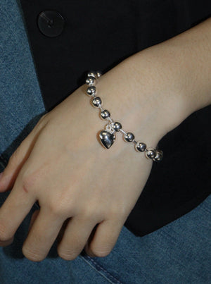 Ball Chain w Sliver heart Bracelet