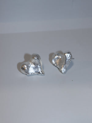 Oil painting heart earrings