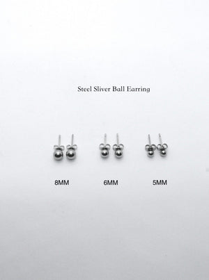 Steel Sliver Ball Earring