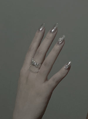 Silver Chain Fringe Ring