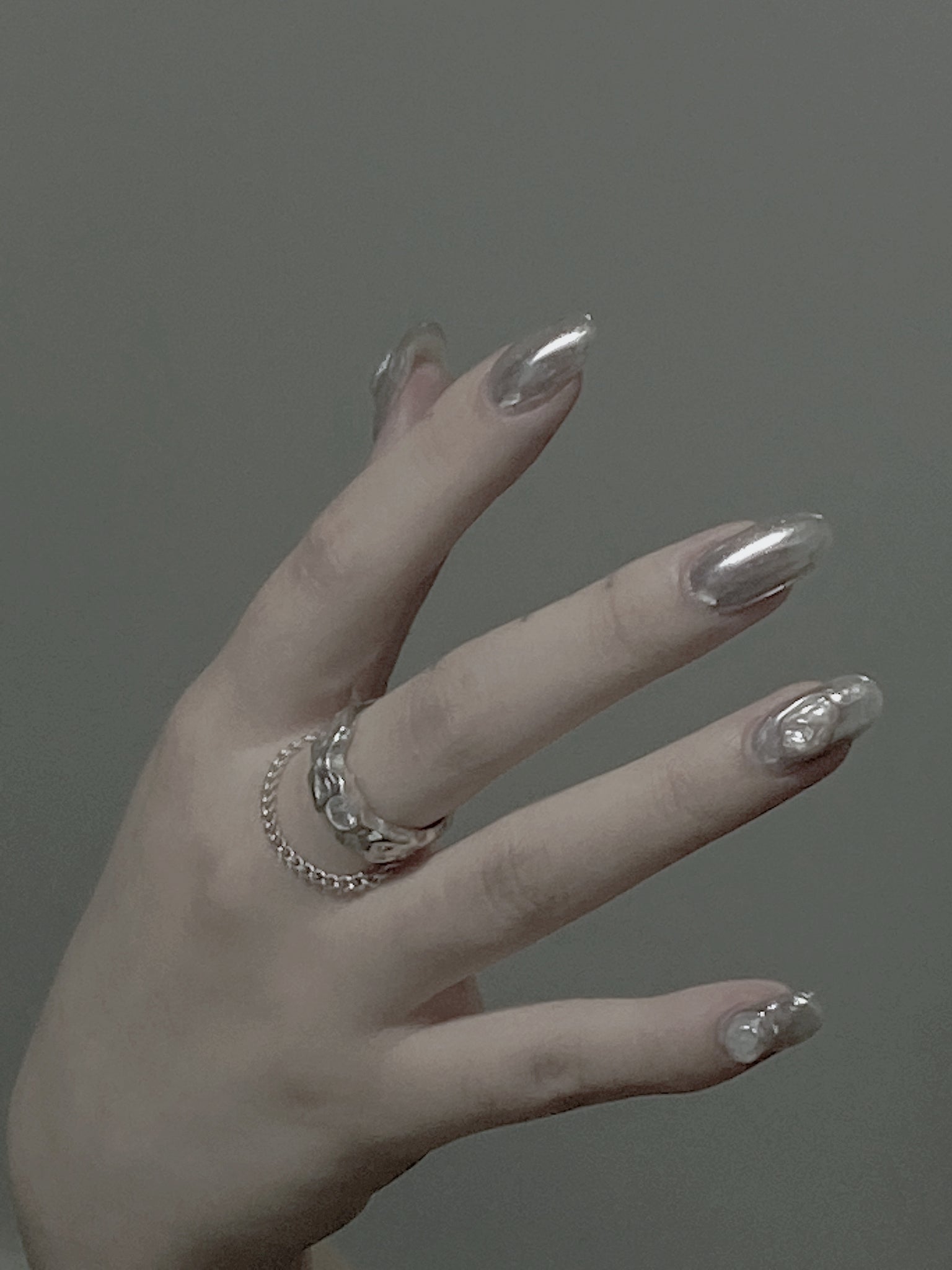 Silver Chain Fringe Ring